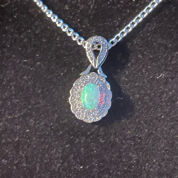 Opal Genuine Ethiopian & Created White Sapphire - Picture 2 of 4